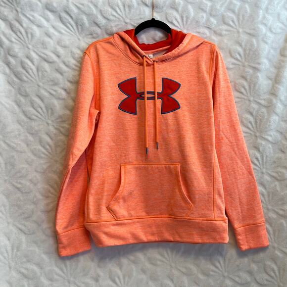 UNDER ARMOUR Orange Hoodie Size M light orange color with deeper orange design - Picture 2 of 5